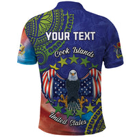 Personalised United States And Cook Islands Polo Shirt USA Eagle Mix Polynesian Pattern LT14 - Polynesian Pride