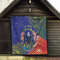 Personalised United States And Cook Islands Quilt USA Eagle Mix Polynesian Pattern LT14 - Polynesian Pride