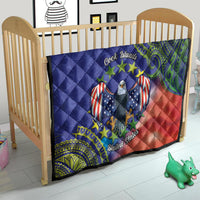 Personalised United States And Cook Islands Quilt USA Eagle Mix Polynesian Pattern LT14 - Polynesian Pride