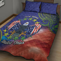 Personalised United States And Cook Islands Quilt Bed Set USA Eagle Mix Polynesian Pattern LT14 - Polynesian Pride