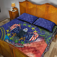 Personalised United States And Cook Islands Quilt Bed Set USA Eagle Mix Polynesian Pattern LT14 - Polynesian Pride