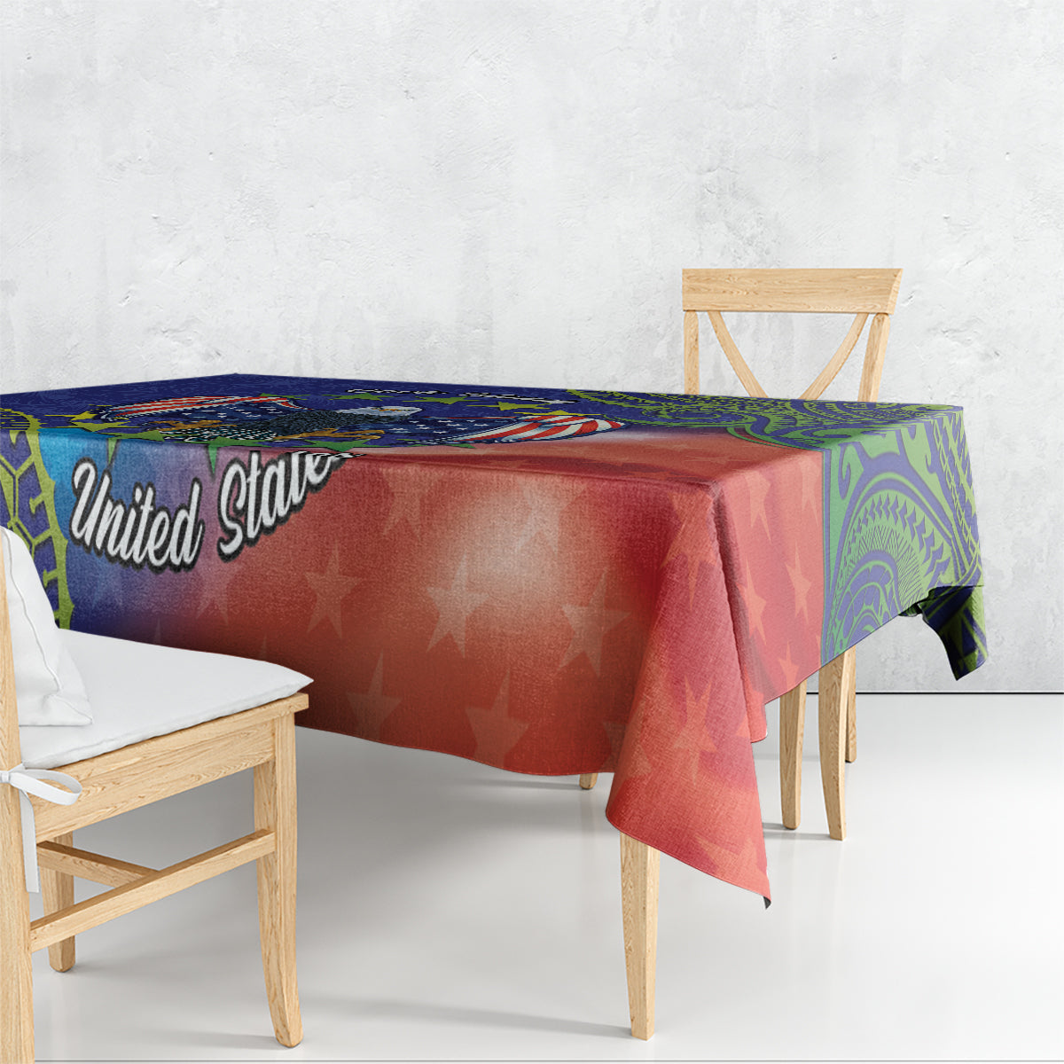 Personalised United States And Cook Islands Tablecloth USA Eagle Mix Polynesian Pattern LT14 - Polynesian Pride