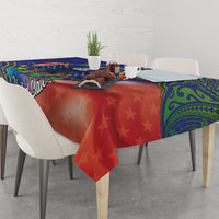 Personalised United States And Cook Islands Tablecloth USA Eagle Mix Polynesian Pattern LT14 - Polynesian Pride