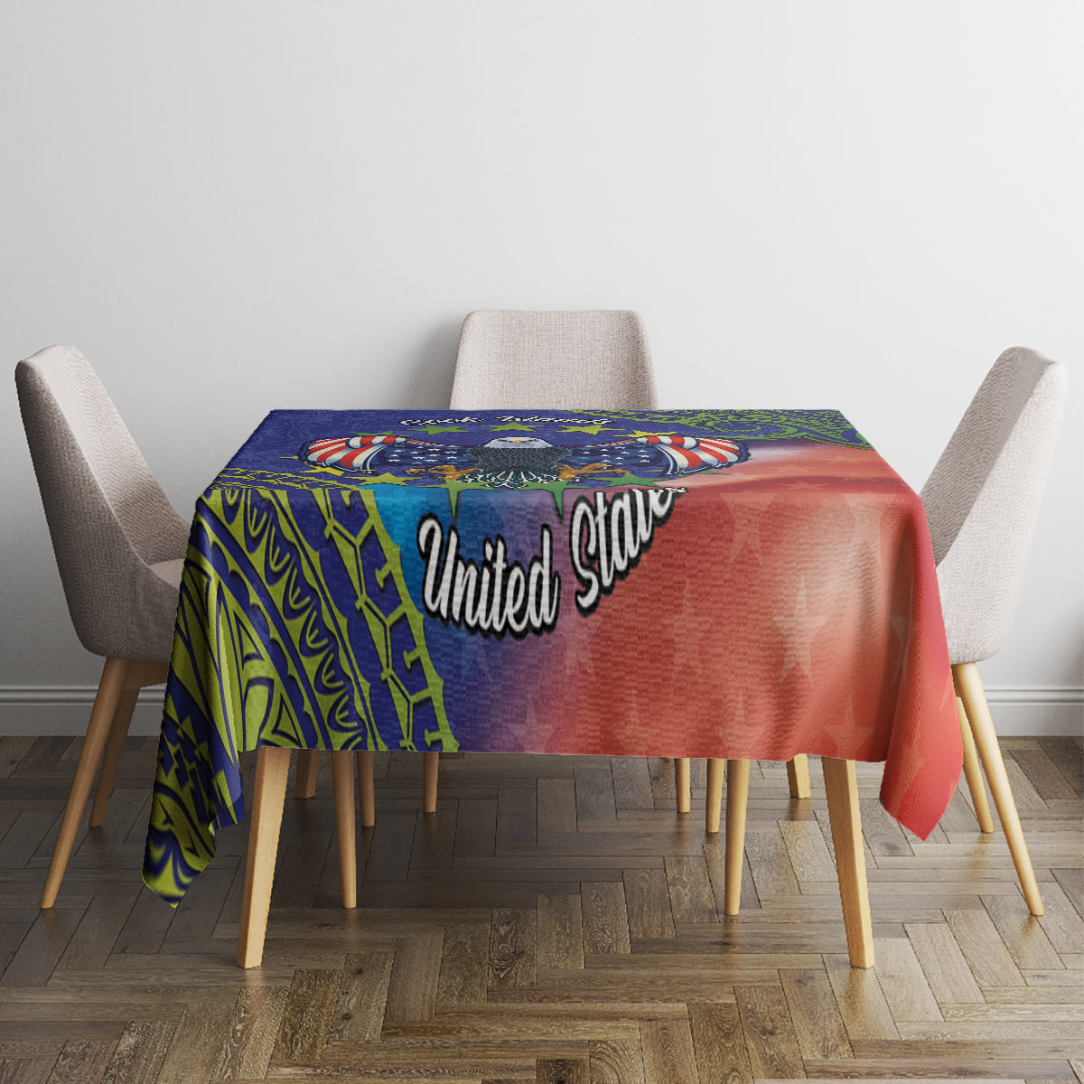 Personalised United States And Cook Islands Tablecloth USA Eagle Mix Polynesian Pattern LT14 - Polynesian Pride
