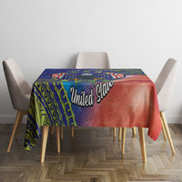 Personalised United States And Cook Islands Tablecloth USA Eagle Mix Polynesian Pattern LT14 - Polynesian Pride