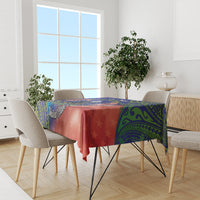 Personalised United States And Cook Islands Tablecloth USA Eagle Mix Polynesian Pattern LT14 - Polynesian Pride