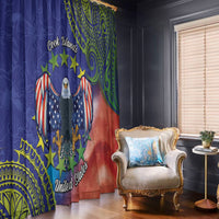 Personalised United States And Cook Islands Window Curtain USA Eagle Mix Polynesian Pattern LT14 - Polynesian Pride