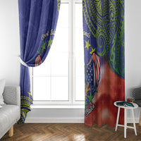 Personalised United States And Cook Islands Window Curtain USA Eagle Mix Polynesian Pattern LT14 - Polynesian Pride