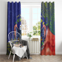 Personalised United States And Cook Islands Window Curtain USA Eagle Mix Polynesian Pattern LT14 - Polynesian Pride