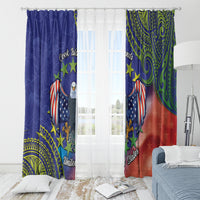 Personalised United States And Cook Islands Window Curtain USA Eagle Mix Polynesian Pattern LT14 - Polynesian Pride