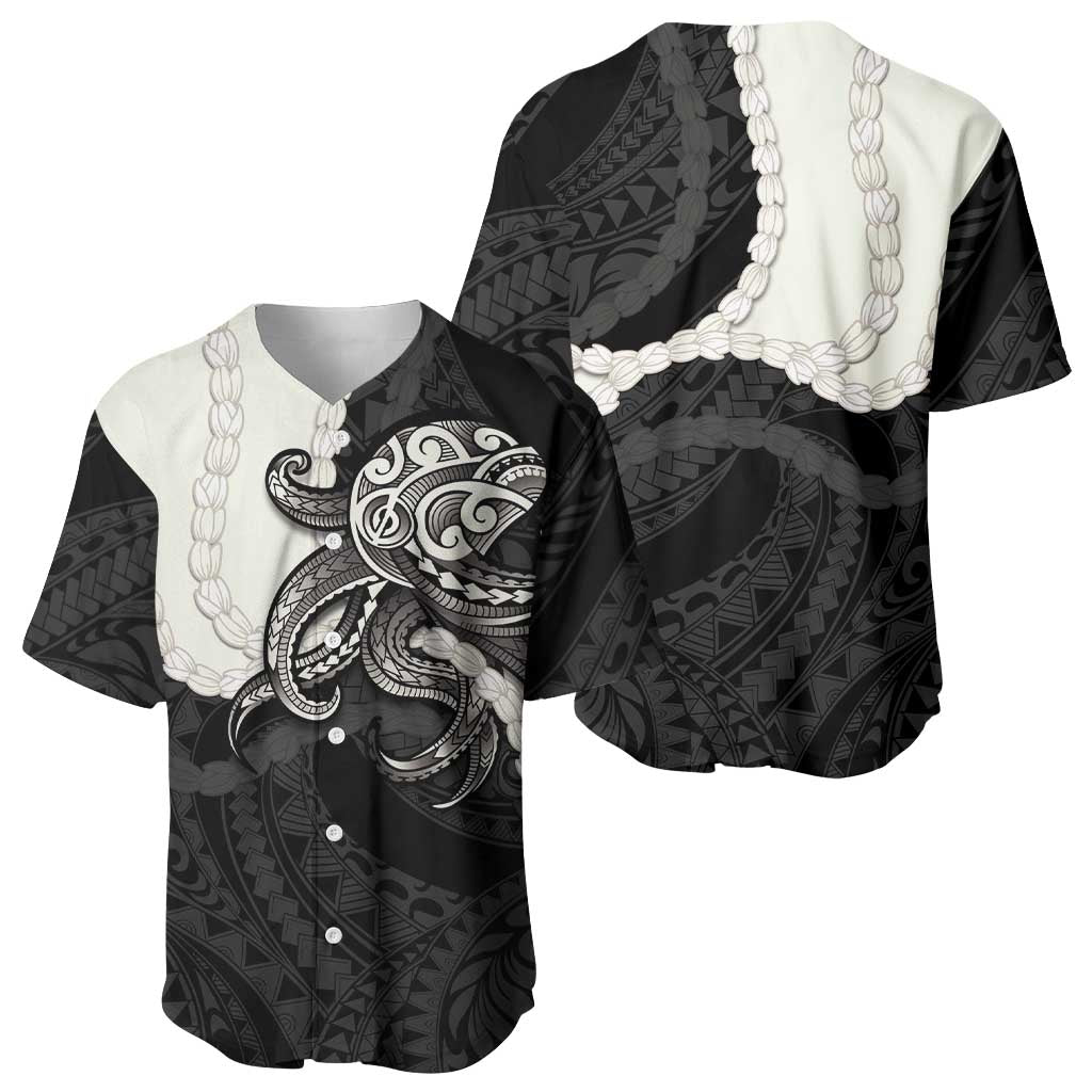 Black Polynesia Tribal Octopus Tattoo Baseball Jersey Pikake Lei Polynesian Pattern LT14 - Polynesian Pride
