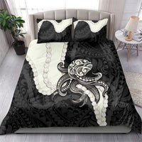 Black Polynesia Tribal Octopus Tattoo Bedding Set Pikake Lei Polynesian Pattern LT14 - Polynesian Pride