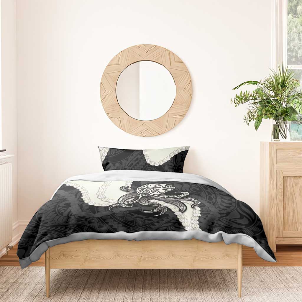 Black Polynesia Tribal Octopus Tattoo Bedding Set Pikake Lei Polynesian Pattern LT14 - Polynesian Pride