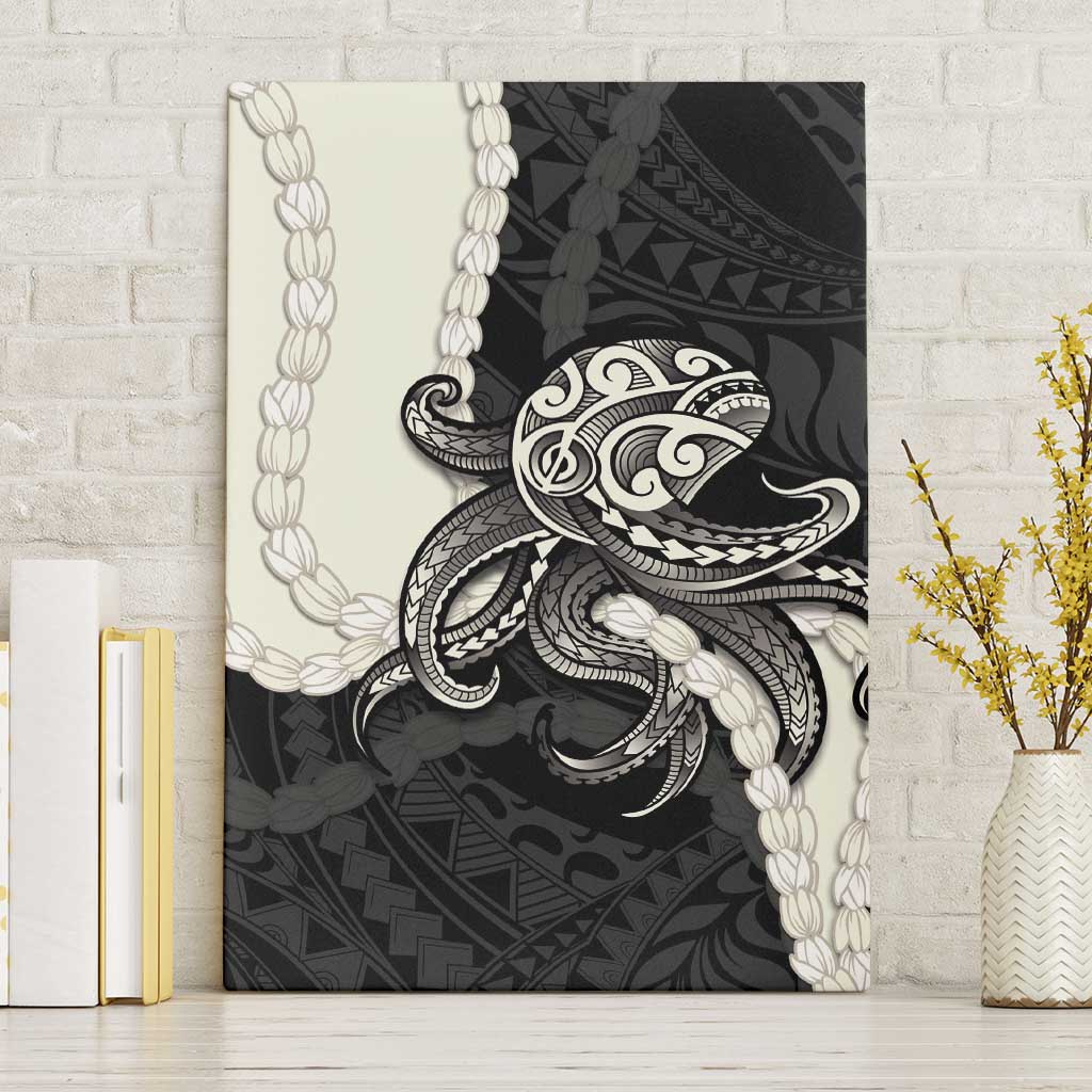 Black Polynesia Tribal Octopus Tattoo Canvas Wall Art Pikake Lei Polynesian Pattern LT14 Without Frame Black - Polynesian Pride