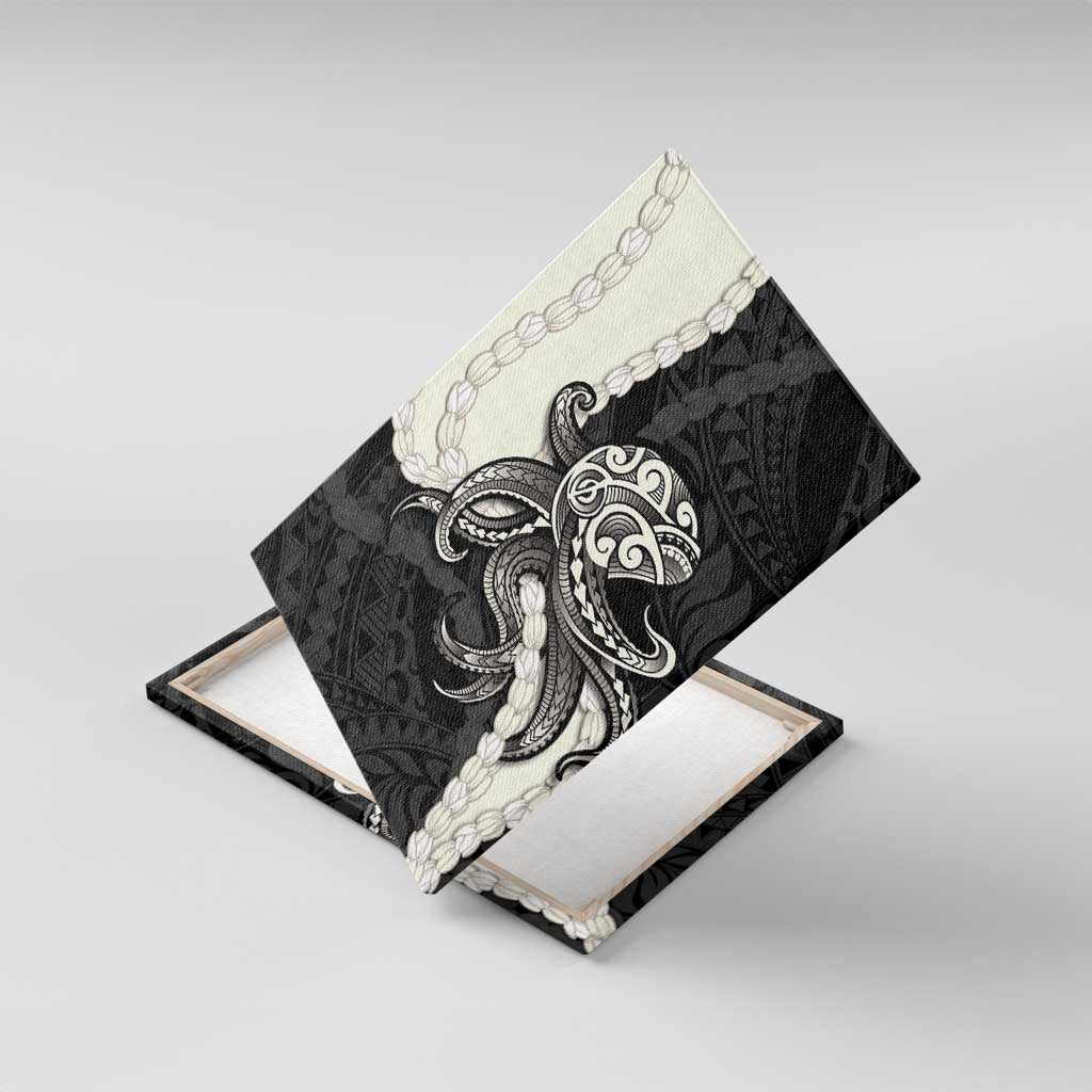 Black Polynesia Tribal Octopus Tattoo Canvas Wall Art Pikake Lei Polynesian Pattern LT14 With Frame Black - Polynesian Pride