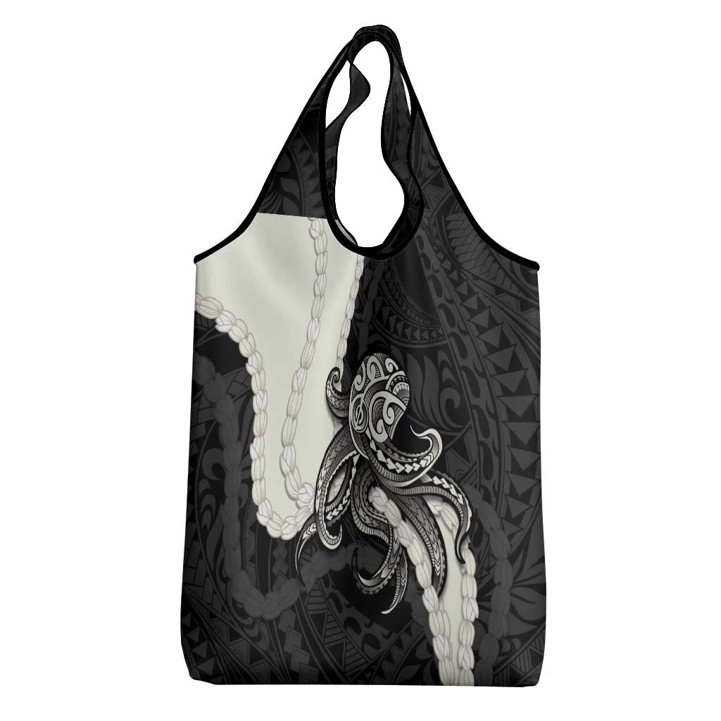 Black Polynesia Tribal Octopus Tattoo Grocery Bag Pikake Lei Polynesian Pattern LT14 - Polynesian Pride