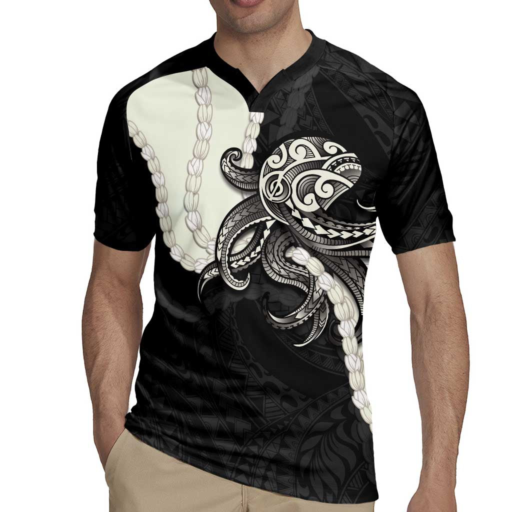 Black Polynesia Tribal Octopus Tattoo Rugby Jersey Pikake Lei Polynesian Pattern LT14 - Polynesian Pride