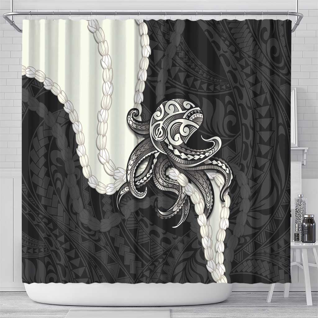 Black Polynesia Tribal Octopus Tattoo Shower Curtain Pikake Lei Polynesian Pattern LT14 - Polynesian Pride