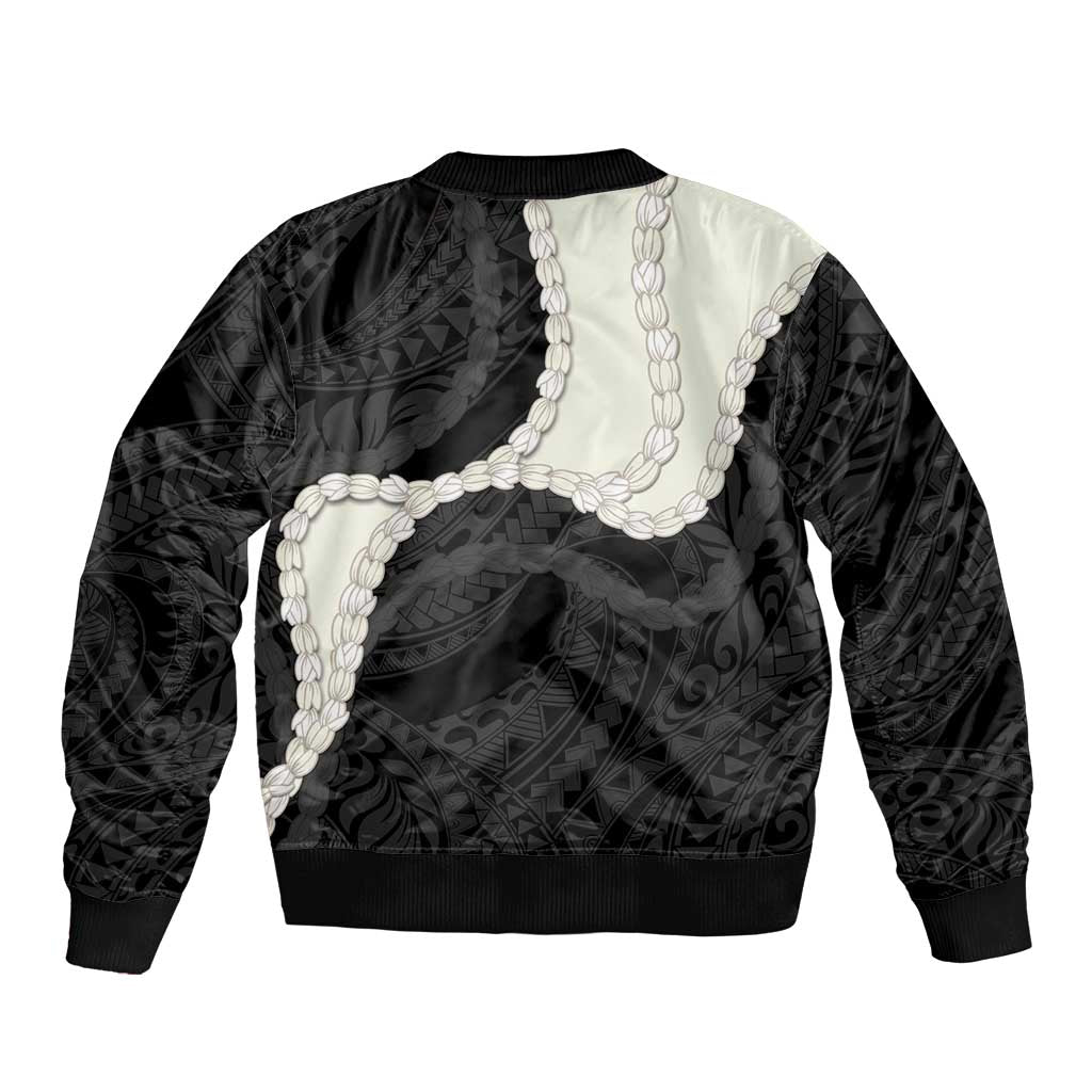Black Polynesia Tribal Octopus Tattoo Sleeve Zip Bomber Jacket Pikake Lei Polynesian Pattern LT14 - Polynesian Pride
