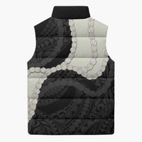 Black Polynesia Tribal Octopus Tattoo Sleeveless Puffer Jacket Pikake Lei Polynesian Pattern LT14 - Polynesian Pride