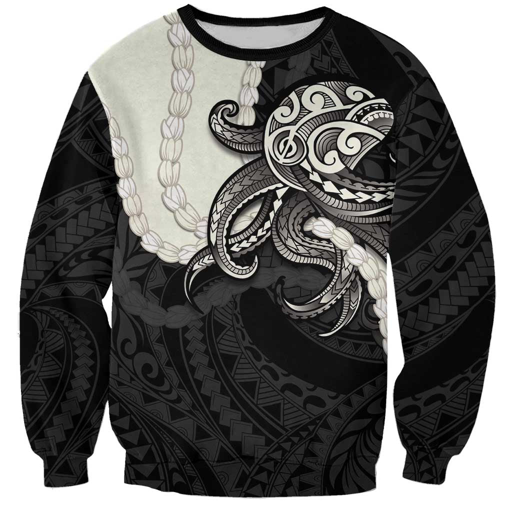 Black Polynesia Tribal Octopus Tattoo Sweatshirt Pikake Lei Polynesian Pattern LT14 Unisex Black - Polynesian Pride