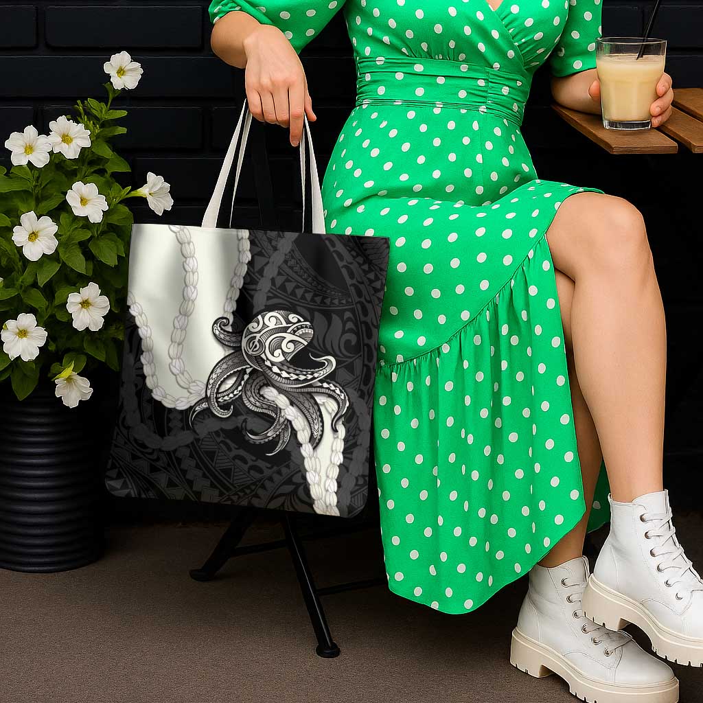 Black Polynesia Tribal Octopus Tattoo Tote Bag Pikake Lei Polynesian Pattern LT14 - Polynesian Pride