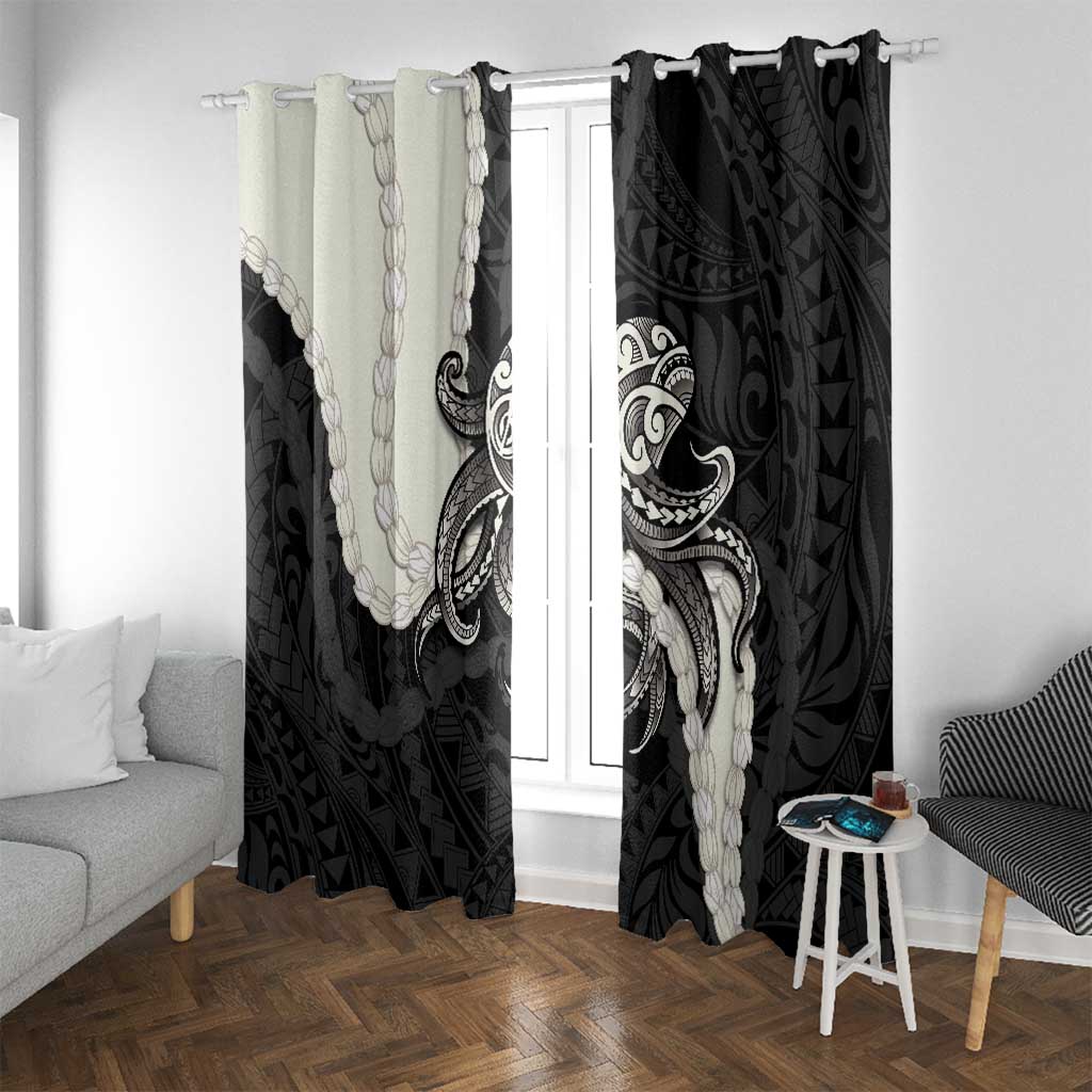Black Polynesia Tribal Octopus Tattoo Window Curtain Pikake Lei Polynesian Pattern LT14 With Grommets Black - Polynesian Pride