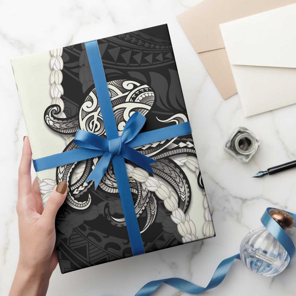 Black Polynesia Tribal Octopus Tattoo Wrapping Paper Pikake Lei Polynesian Pattern LT14 - Polynesian Pride