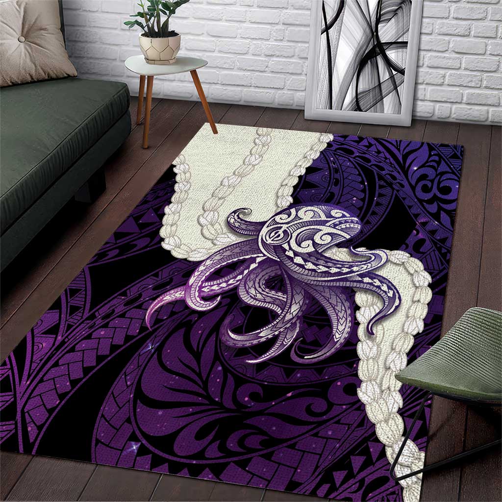 Purple Galaxy Polynesia Tribal Octopus Tattoo Area Rug Pikake Lei Polynesian Pattern LT14 Purple - Polynesian Pride