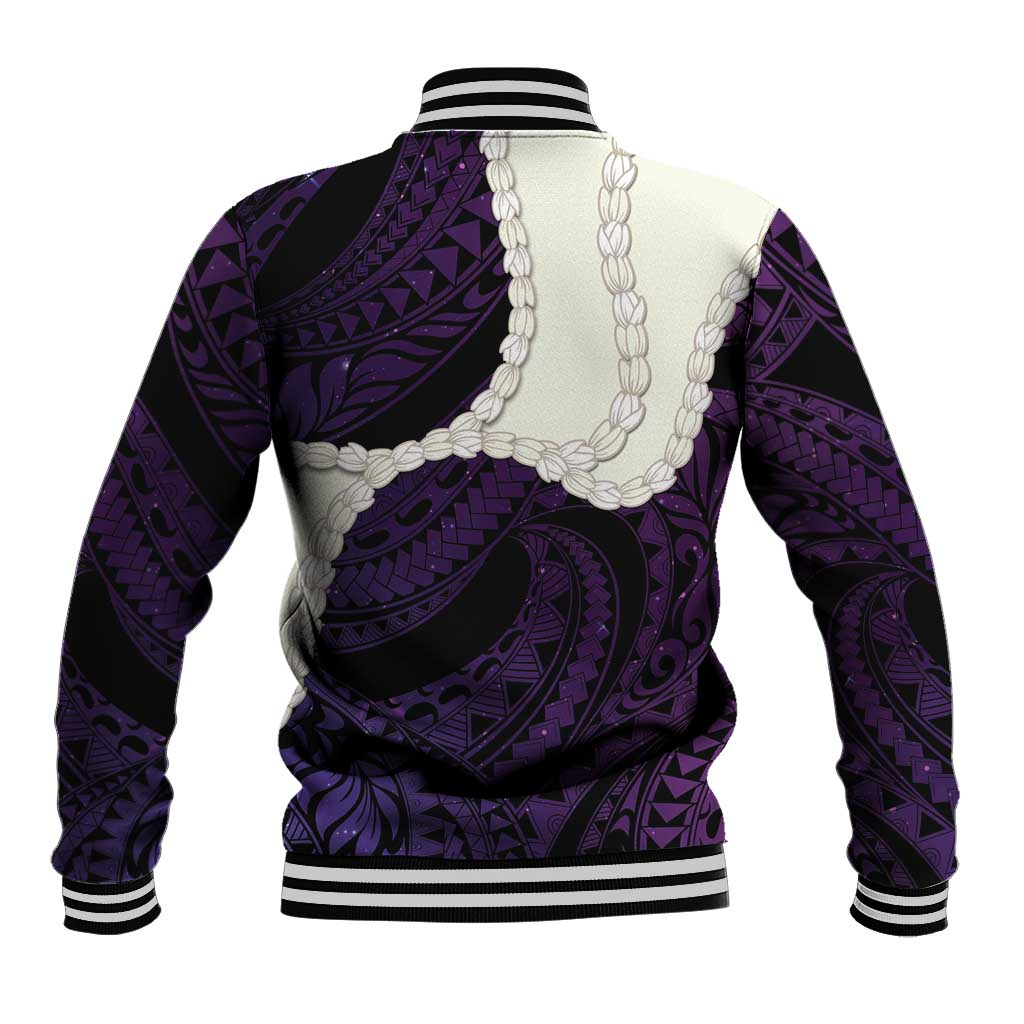 Purple Galaxy Polynesia Tribal Octopus Tattoo Baseball Jacket Pikake Lei Polynesian Pattern LT14 - Polynesian Pride