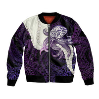 Purple Galaxy Polynesia Tribal Octopus Tattoo Bomber Jacket Pikake Lei Polynesian Pattern LT14 Unisex Purple - Polynesian Pride