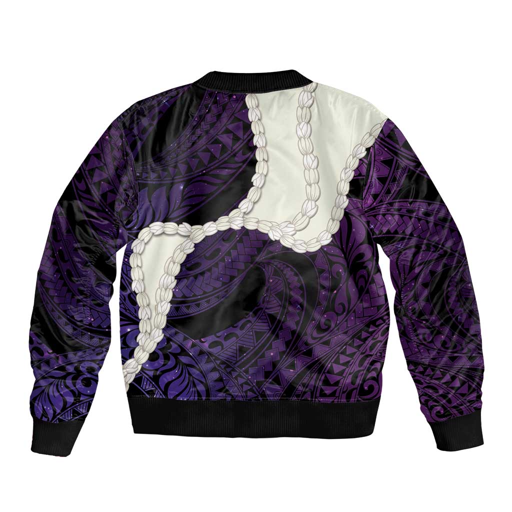 Purple Galaxy Polynesia Tribal Octopus Tattoo Bomber Jacket Pikake Lei Polynesian Pattern LT14 - Polynesian Pride