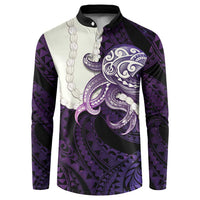 Purple Galaxy Polynesia Tribal Octopus Tattoo Button Sweatshirt Pikake Lei Polynesian Pattern LT14 Purple - Polynesian Pride
