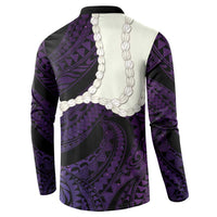 Purple Galaxy Polynesia Tribal Octopus Tattoo Button Sweatshirt Pikake Lei Polynesian Pattern LT14 - Polynesian Pride