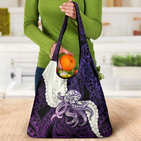 Purple Galaxy Polynesia Tribal Octopus Tattoo Grocery Bag Pikake Lei Polynesian Pattern LT14 - Polynesian Pride