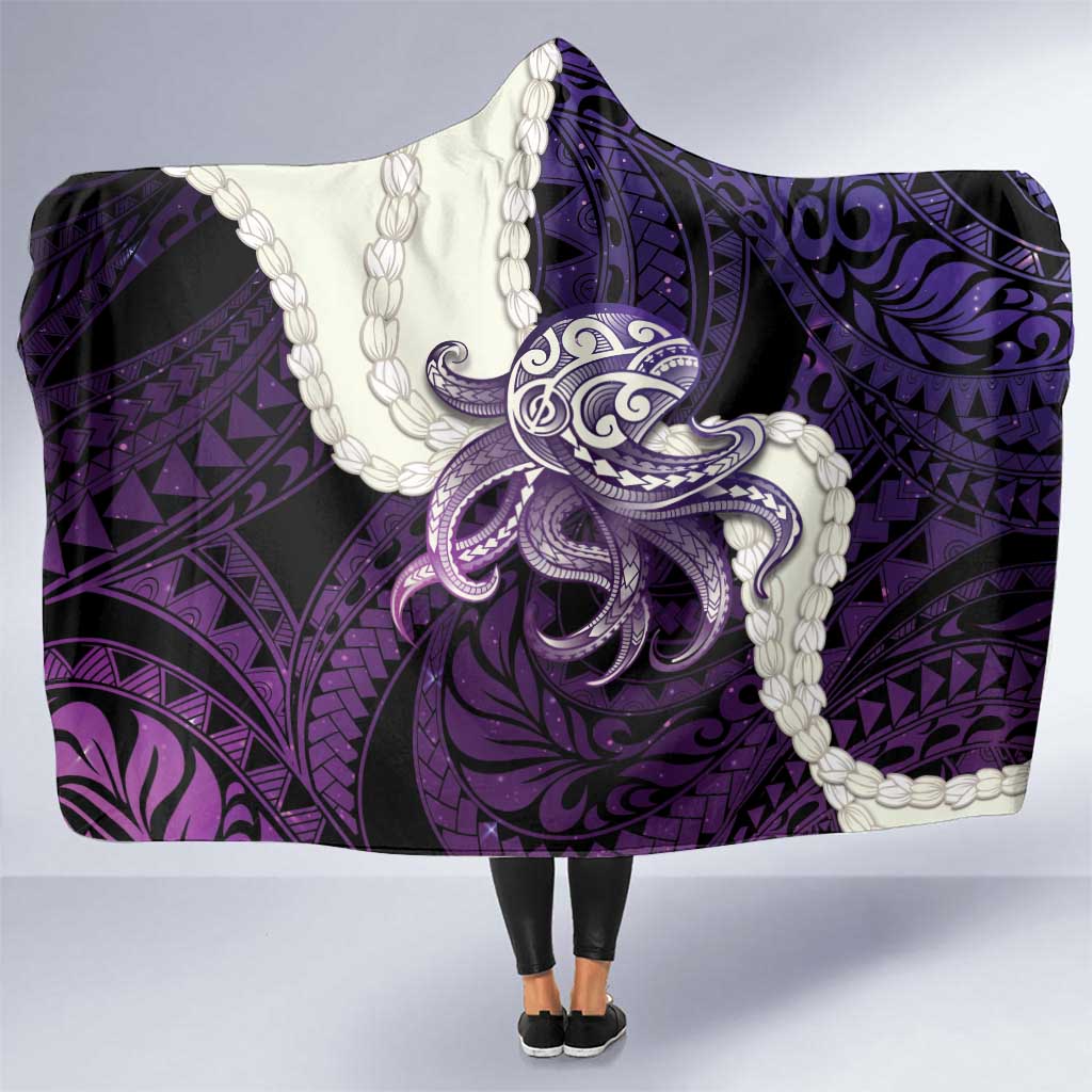 Purple Galaxy Polynesia Tribal Octopus Tattoo Hooded Blanket Pikake Lei Polynesian Pattern LT14 One Size Purple - Polynesian Pride