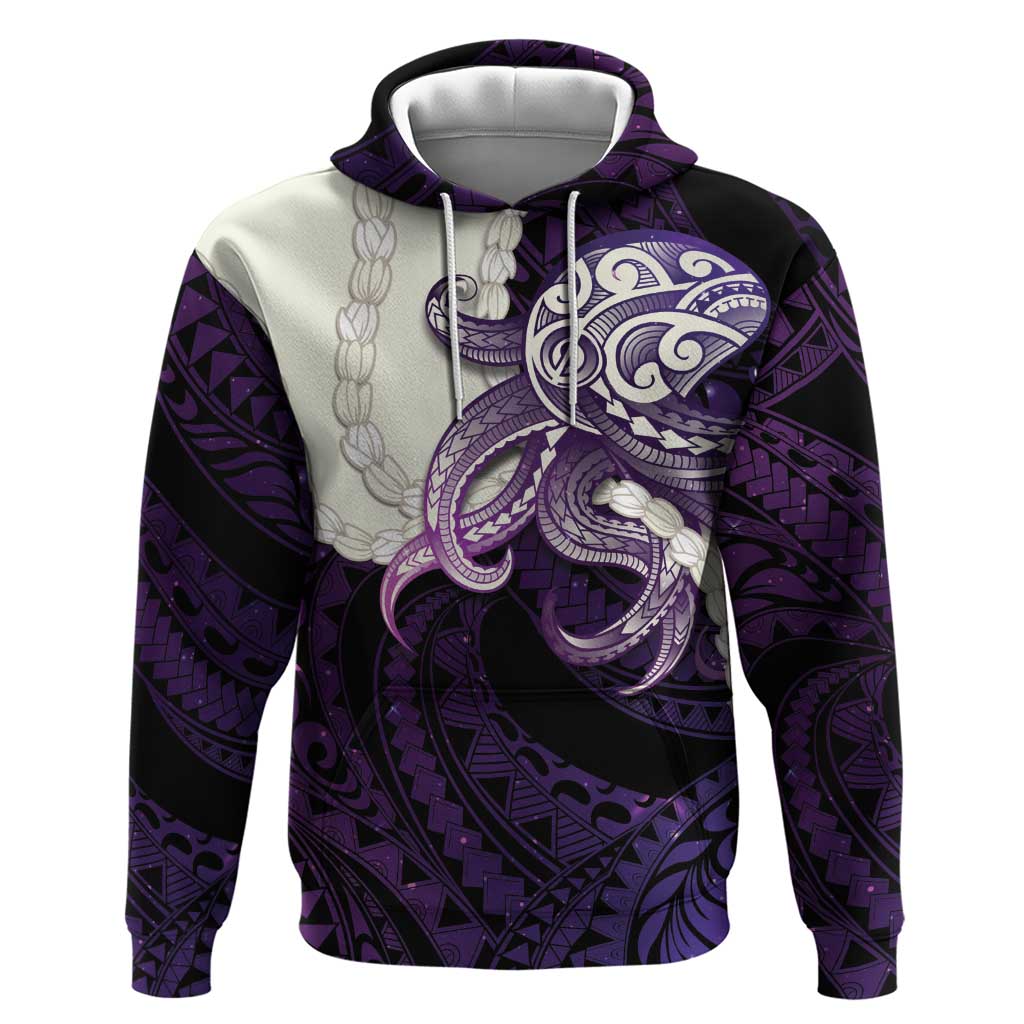 Purple Galaxy Polynesia Tribal Octopus Tattoo Hoodie Pikake Lei Polynesian Pattern LT14 Pullover Hoodie Purple - Polynesian Pride