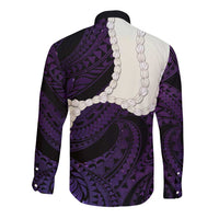Purple Galaxy Polynesia Tribal Octopus Tattoo Long Sleeve Button Shirt Pikake Lei Polynesian Pattern LT14 - Polynesian Pride