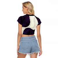 Purple Galaxy Polynesia Tribal Octopus Tattoo Raglan Cropped T Shirt Pikake Lei Polynesian Pattern LT14 - Polynesian Pride