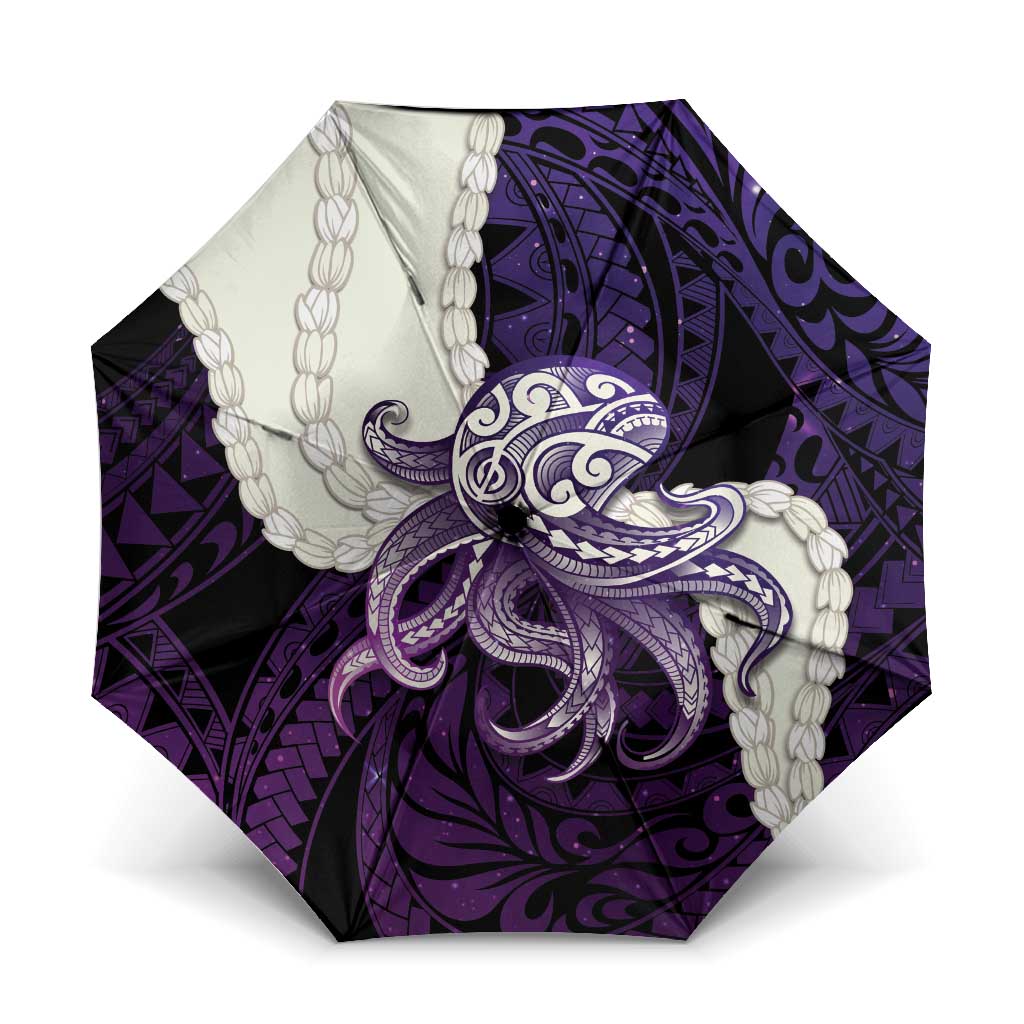 Purple Galaxy Polynesia Tribal Octopus Tattoo Umbrella Pikake Lei Polynesian Pattern LT14 One Size Folded 11.42 inch Opened Diameter 37.4 inch Purple - Polynesian Pride