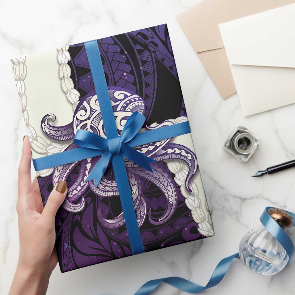 Purple Galaxy Polynesia Tribal Octopus Tattoo Wrapping Paper Pikake Lei Polynesian Pattern LT14 - Polynesian Pride