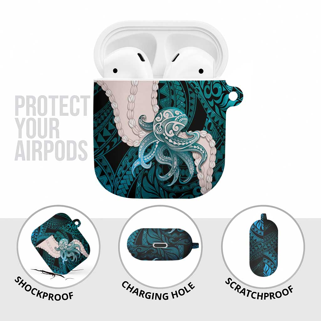 Teal Galaxy Polynesia Tribal Octopus Tattoo AirPods Case Pikake Lei Polynesian Pattern LT14 - Polynesian Pride