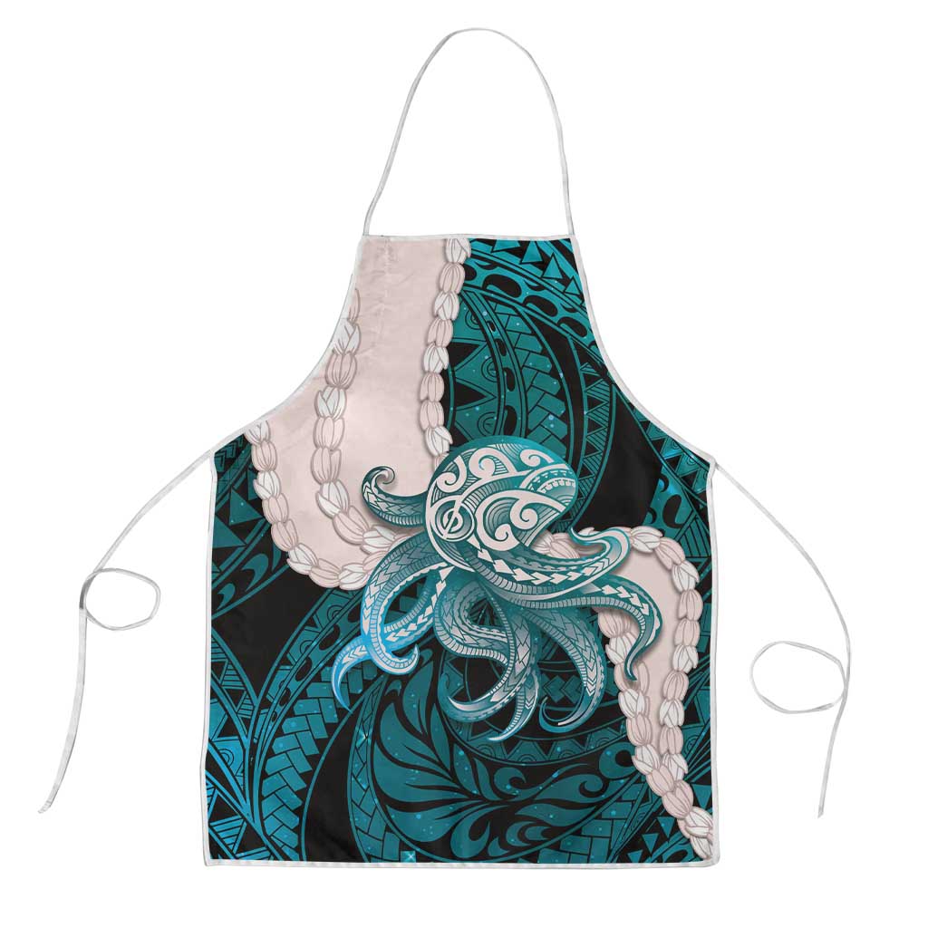 Teal Galaxy Polynesia Tribal Octopus Tattoo Apron Pikake Lei Polynesian Pattern LT14 Teal - Polynesian Pride
