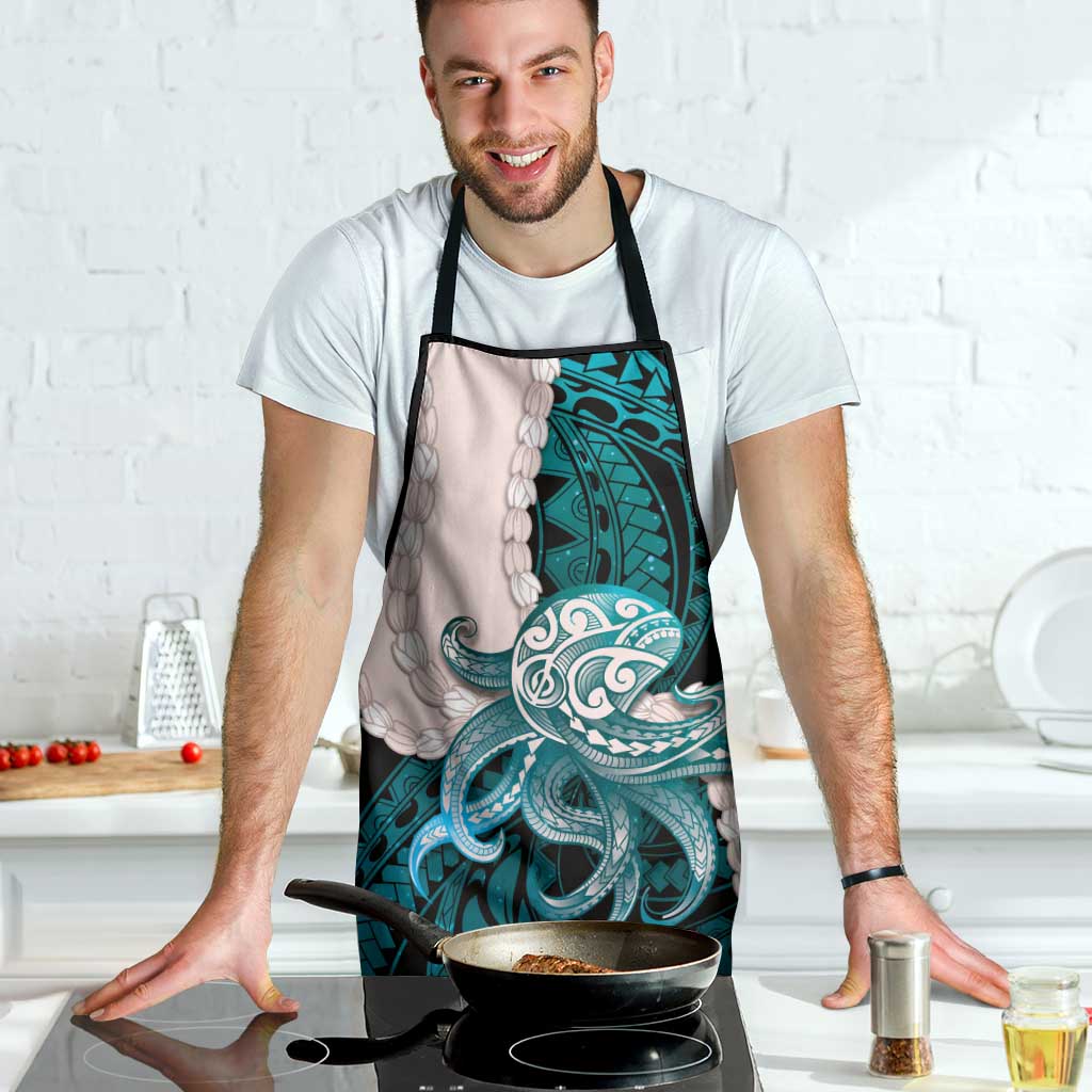 Teal Galaxy Polynesia Tribal Octopus Tattoo Apron Pikake Lei Polynesian Pattern LT14 - Polynesian Pride