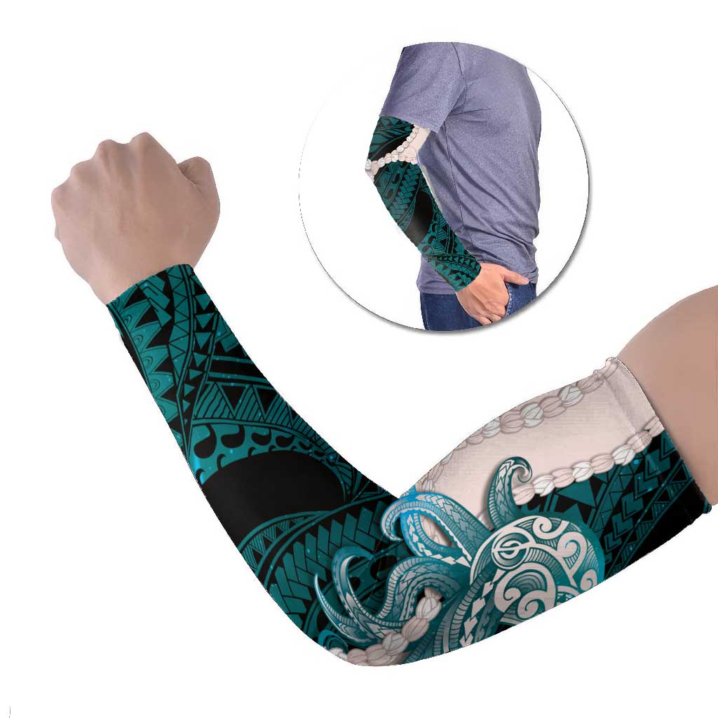 Teal Galaxy Polynesia Tribal Octopus Tattoo Arm Sleeves Pikake Lei Polynesian Pattern LT14 Set of 2 Teal - Polynesian Pride
