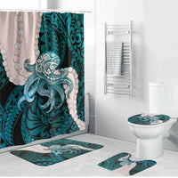Teal Galaxy Polynesia Tribal Octopus Tattoo Bathroom Set Pikake Lei Polynesian Pattern LT14 Bathroom Set (4 pcs) Teal - Polynesian Pride