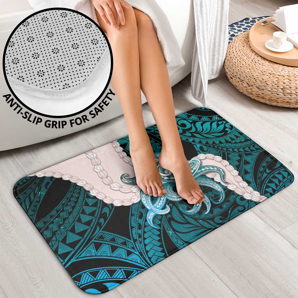 Teal Galaxy Polynesia Tribal Octopus Tattoo Bathroom Set Pikake Lei Polynesian Pattern LT14 - Polynesian Pride
