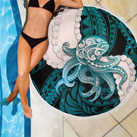 Teal Galaxy Polynesia Tribal Octopus Tattoo Beach Blanket Pikake Lei Polynesian Pattern LT14 - Polynesian Pride