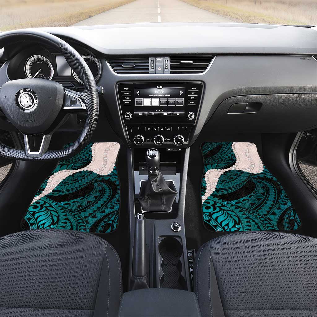 Teal Galaxy Polynesia Tribal Octopus Tattoo Car Mats Pikake Lei Polynesian Pattern LT14 Set 2pcs - Front Teal - Polynesian Pride
