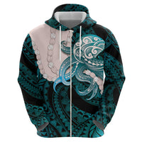 Teal Galaxy Polynesia Tribal Octopus Tattoo Hoodie Pikake Lei Polynesian Pattern LT14 - Polynesian Pride
